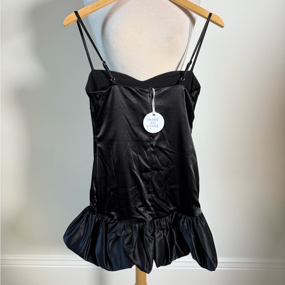 More to Come Elegant Black Satin Dress - Picture 3 of 3
